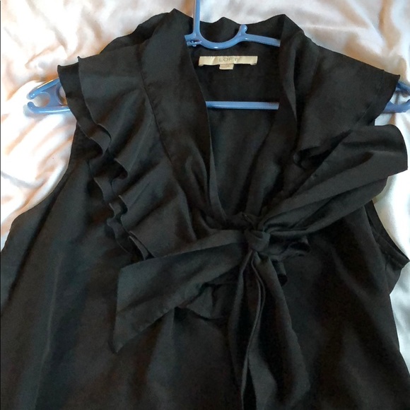 Loft black ruffle sleeveless blouse - Picture 2 of 2